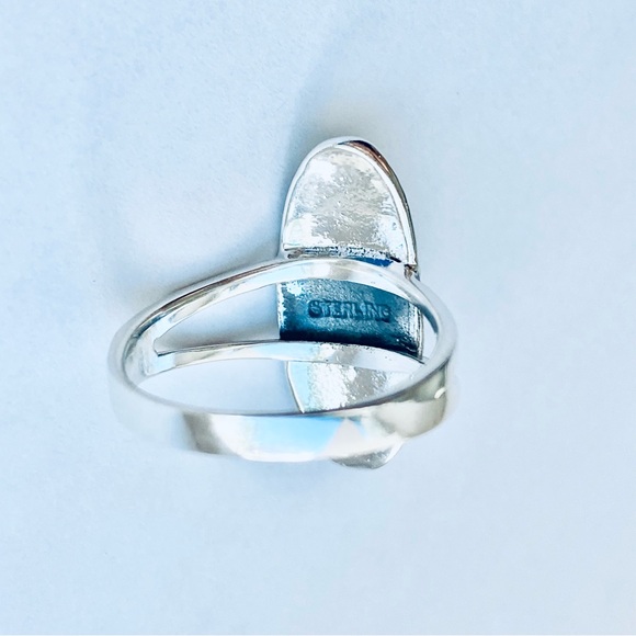 Sterling Silver Oval Genuine Turquoise Ring with Shank, Boho Ring, Silver Rings - Picture 13 of 13